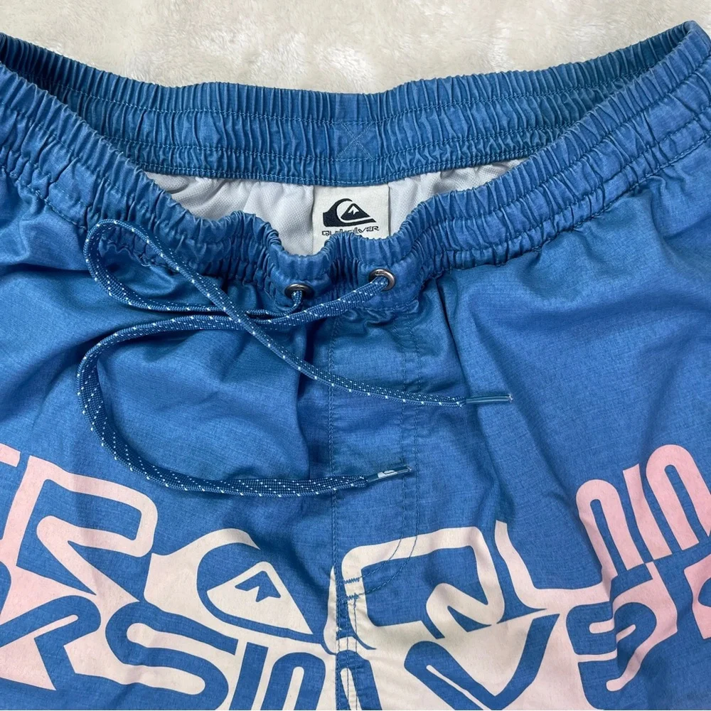 Quiksilver WordBlock Blue Pink Ombre Swim Shorts Size Large